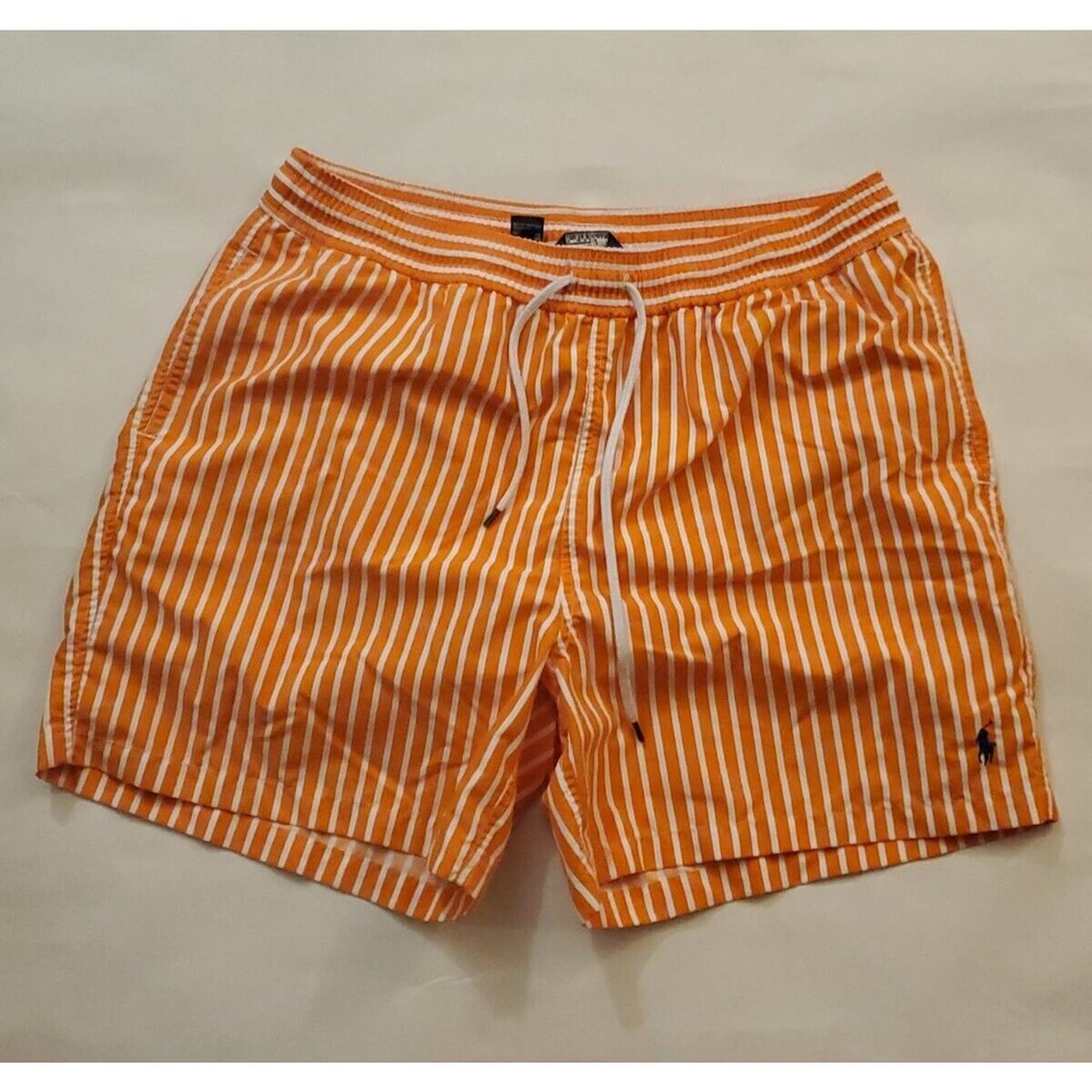 POLO BY RALPH LAUREN Swimwear Men's XXL Shorts Beach Mesh Lined Pinstriped